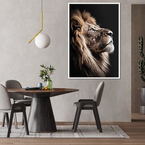 Quadro Decorativo Leão Da Fé Sala Moldura Cx Alta 100x66 Titulos Moldura Branca