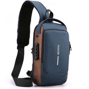 Pochete Masculina Antiroubo Azul à Prova Dágua Com Cadeado Prático E Seguro