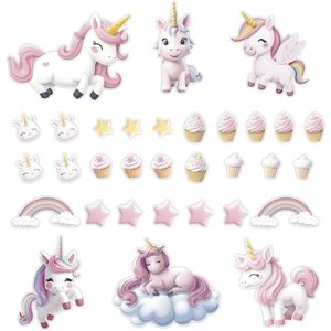 Adesivo Papel De Parede Infantil Unicórnios Cupcake Estrela
