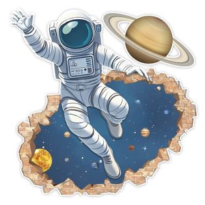 Adesivo De Parede Decorativo Astronauta Universo Em Casa