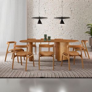 Mesa De Jantar Soláris 220cm Madeira Tampo Laminado Orgânico Star Caramelo/Imbuia Nat.