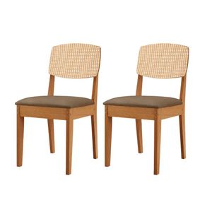 Conjunto Com 2 Cadeiras MDF Copper Premium Veludo Capuccino/Naturalle
