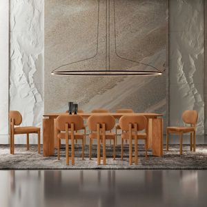 Mesa De Jantar Nala 220cm Madeira Tampo Laminado Com 8 Cadeiras Star Caramelo/Imbuia Nat.