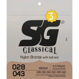 Encordoamento Para Violão Nylon Bronze Medium Pack (c-3) Sg