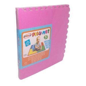 Kit 4 Peças Tapete Evamax Tatame Play Mat 10mm - 52x52cm Cinza-rosa