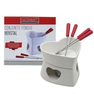 Conjunto Fondue Herstal Branco 7 Peças Coração