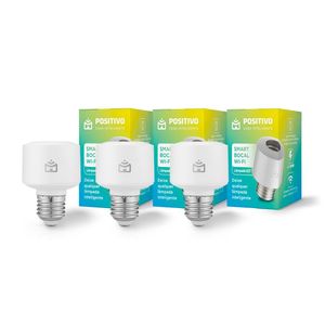 Kit 3 Smart Bocal Positivo Casa Inteligente Wi-Fi E27 100W 100/240V Controle Pelo App