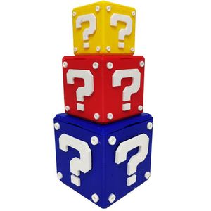 Kit Cubos 3d Interrogação Mario Conjunto Geek Decoração Porta Objeto