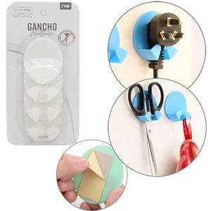 Cabide Gancho De Plastico Oval Autoadesivo Com 4 Pecas