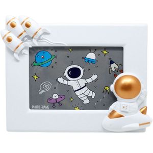 Porta Retrato Moldura Espacial Astronauta Branco Foguete 3d