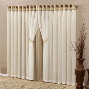Cortina Alemanha Blackout Com Voil 3,00m X 2,50m - Chocolate