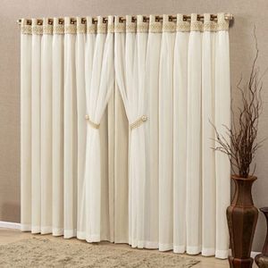Cortina Alemanha Blackout Com Voil 2,00m X 1,70m - Palha