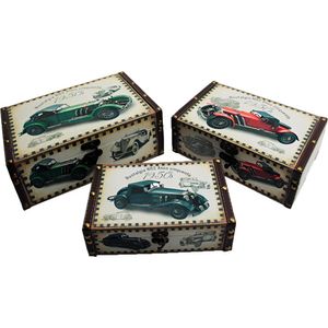 Conjunto Caixa Madeira 3 Peças Retro Decorativo Porta Objetos