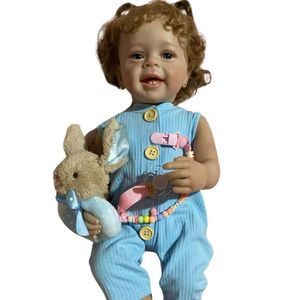 Bebê Reborn Menina Olhos Abertos Sorrindo Cabelo Enraizado Corpo Todo Em Siliconde De Vinil
