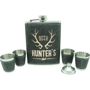 Cantil De Bolso Porta Bebidas Whisky Drinks Inoxidável Couro