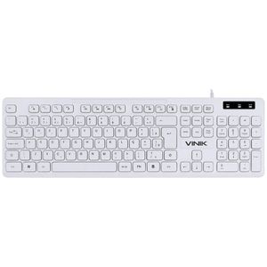 Teclado Usb Multimidia Slim Branco - Teclas Chocolate - Cabo