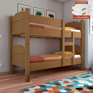 Beliche Multifuncional Premium Que Vira 2 Camas Madrid Com Grades De Proteção - Amêndoa Com 2 Colchõ