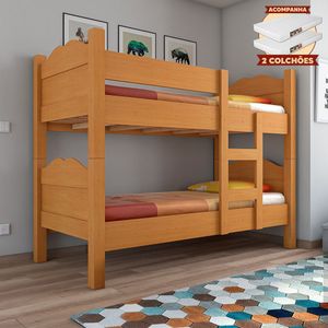 Beliche Multifuncional Que Vira 2 Camas Madrid Com Grades De Proteção - Nature Com 2 Colchões