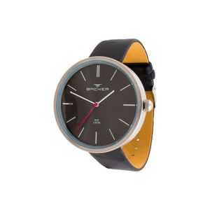 Relógio Backer Pulseira Couro Preto E Preta Black Friday