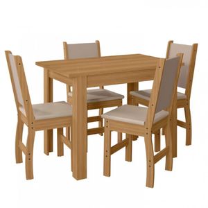 Mesa Jantar Retangular Poliman Bellagio Com 4 Cadeiras Marrom