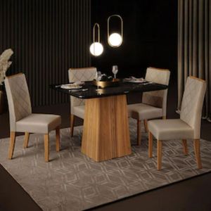 Mesa De Jantar Raquel Plus Com 4 Cadeiras Dj Móveis Ginger-kraft