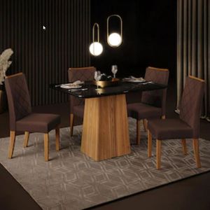 Mesa De Jantar Raquel Plus Com 4 Cadeiras Dj Móveis Ginger-moca