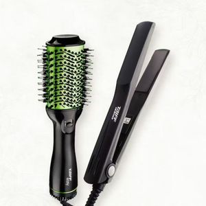 Escova Secadora Taiff Easy Oval 1200w + Chapinha | Prancha Verde E Preto 110V