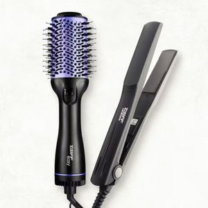 Escova Secadora Taiff Easy 1200w + Prancha Taiff Clássica Preto Com Lilás 110v