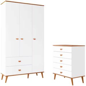 Guarda Roupa Infantil Ternura 3 Portas E 2 Gavetas Bartira Branco Wood