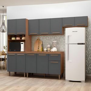 Armario De Cozinha Pop 1 Forno Com 12 Portas E 1 Gaveta Freijo/chumbo/freijo