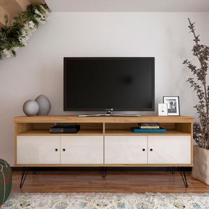 Rack Artely Liberty Com 160 Cm De Largura, 4 Portas Carvalho Com Off White