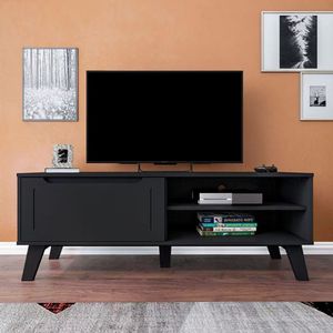 Rack Artely Lotus Com 134 Cm De Largura, 1 Porta Basculante Preto