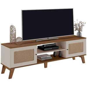 Rack Charlotte Com 180 Cm Para Tv De Até 75 Polegadas Artely Pinho Com Off White