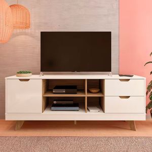 Rack Michigan Artely Com 2 Gavetas E 4 Nichos 65 Polegadas Off White-carvalho