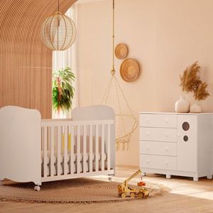 Berço Americano + Cômoda Infantil Peroba Duda Plus Branco
