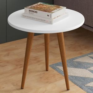 Mesa Lateral Baixa Patrimar Star Branco Com Cedro