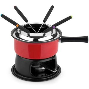 Aparelho De Fondue Forma Firenze 12 Peças Preto Com Vermelho
