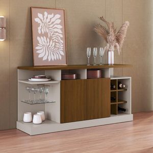 Aparador Buffet 136cm Com Adega Embutida Multimóveis MP1100 Off White/madeirado