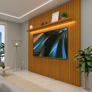 Painel Ripado Para Tv Até 75 Polegadas Com Led Naturale