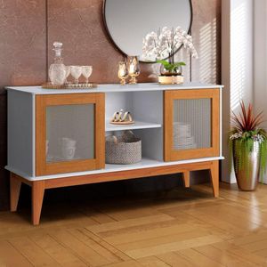 Aparador Retrô Com 2 Portas Off White Madeira Lana Shop Jm
