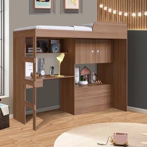 Cama Com Estação De Trabalho 3 Em 1 Com Colchão Montana Imbuia Shop Jm