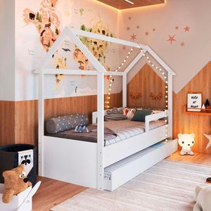 Bicama Infantil Montessoriana Casinha Solteiro Sonho Shop Jm Branco