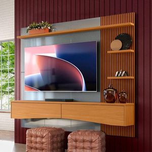 Painel Para Quarto Até 65 Polegadas Marrom Com 2 Gavetas Shop Jm