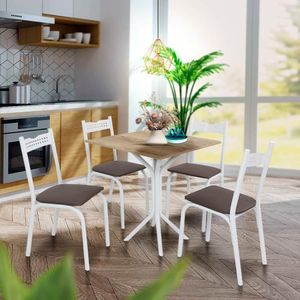 Mesa Pequena Para Cozinha 4 Cadeiras Branco Carvalho Ash