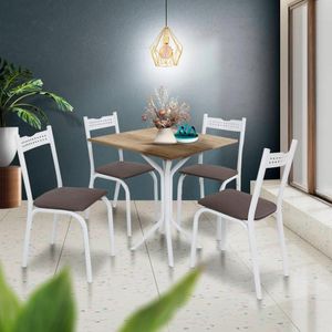 Mesa Para Cozinha Pequena 4 Cadeiras Branco Carvalho Alexia
