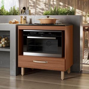 Balcão Para Cooktop 4 E 5 Bocas 80 Cm 1 Gaveta Avelã Bit Nicioli