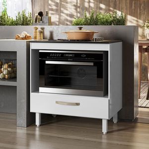 Balcão Para Cooktop 4 E 5 Bocas 80 Cm 1 Gaveta Branco Bit Nicioli