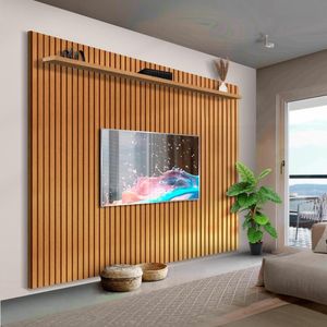 Painel De Tv Para Sala Ripado Até 75 Polegadas 1.8 Nature Valerius