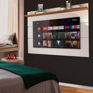 Painel Para Tv Quarto Até 65 Polegadas 180 Cm Off White Freijó Albuquerque Jm Móveis