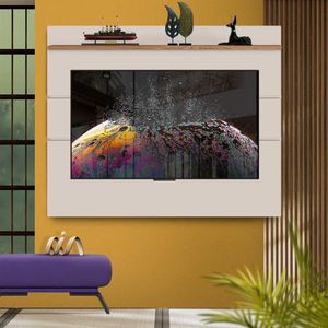 Painel De Parede Para Tv Até 65 Polegadas 180 Cm Off White Freijó Iver Jm Móveis